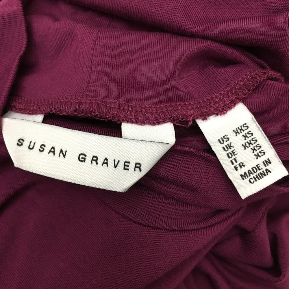 NEW Susan Graver Plum Purple Dress Cool Touch Mock Neck Swing Dress XXS - Picture 9 of 12